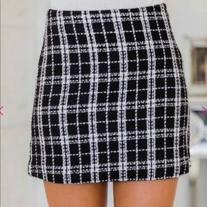 Black and white plaid skirt